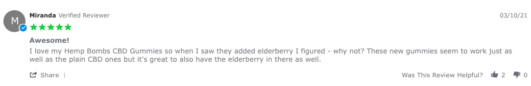 hemp bombs elderberry gummies customer review