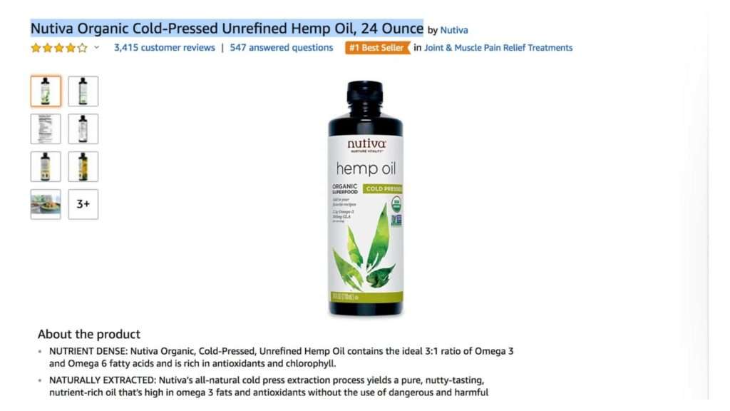 hemp seed oil on amazon